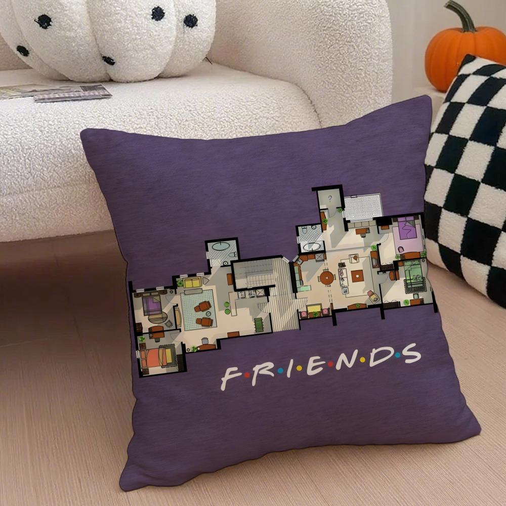 Nostalgic pop fashion FFriends TV Cushion Cover Throw Pillow Cover Hidden Button Durable Polyester Chair Cushion