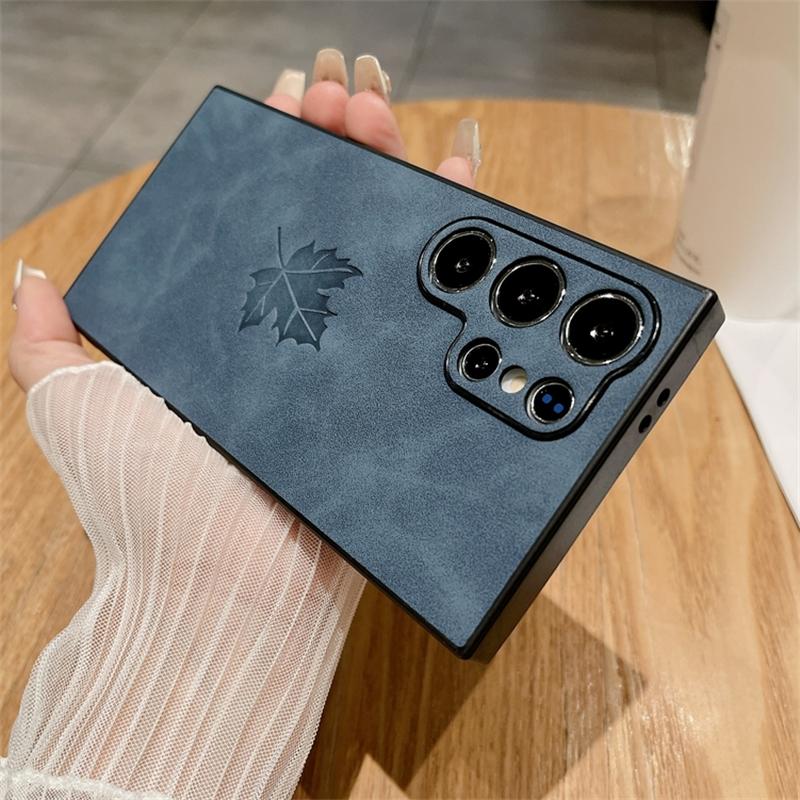 Чехол из ПУ-кожи с тиснением кленовых листьев для Samsung S25 S24 S23 S22 S21 Plus Note 20 Ultra A56 A36 A26 A16 A55 A54 A15 A34
