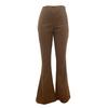 Women Pants Elastic High Waist Solid Color Flared Pants with Pockets Corduroy Leisure Work Travel Party Trousers