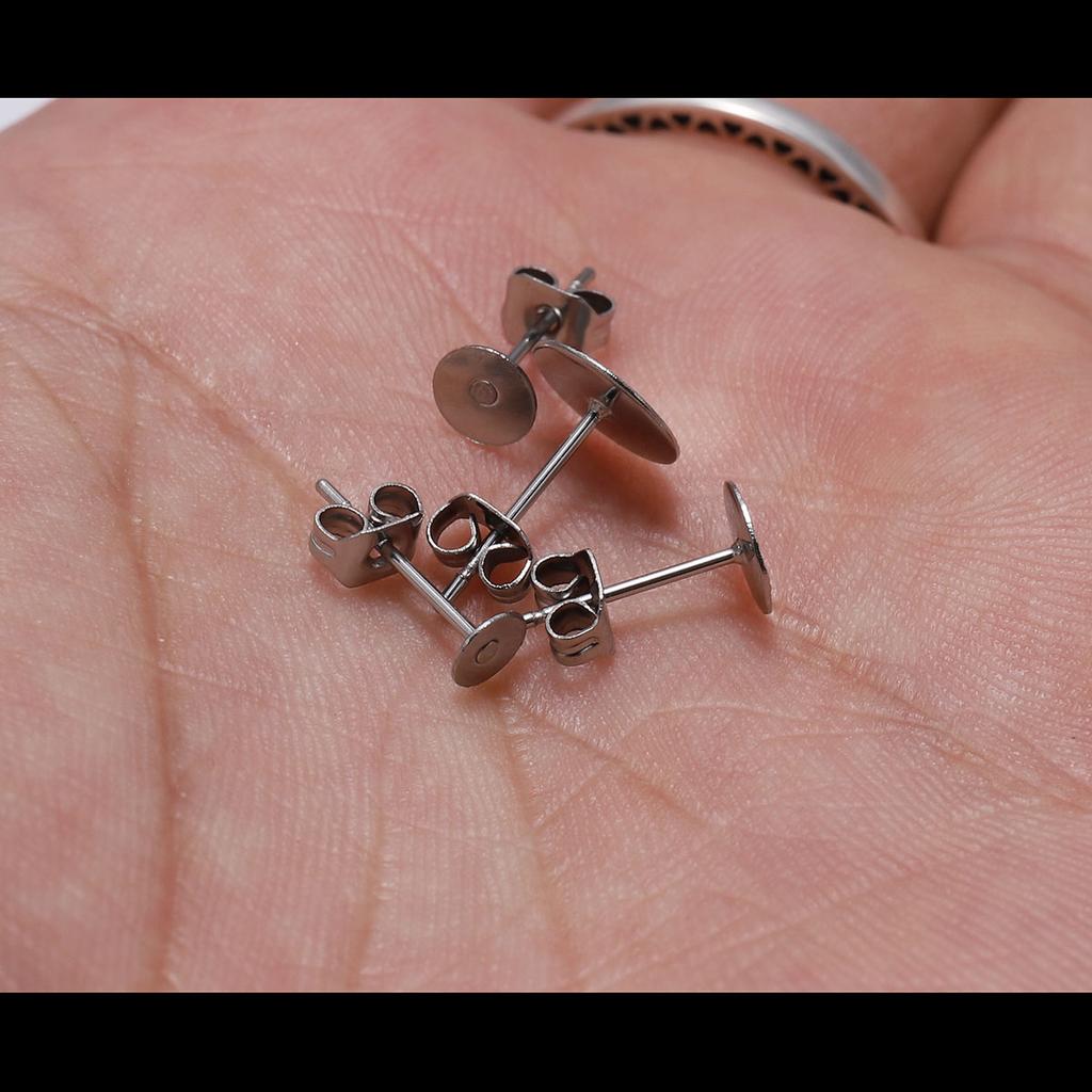 20-100pcs/lot Gold Stainless Steel Blank Post Earring Studs Base Pins With Earring Plug Findings Ear Back For DIY Jewelry Making