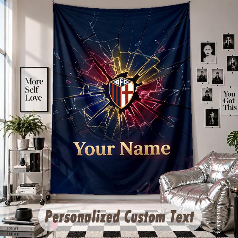 Custom Tapestry Wall Hanging, Bologna FC Personalized Name Text Home Wall Decor