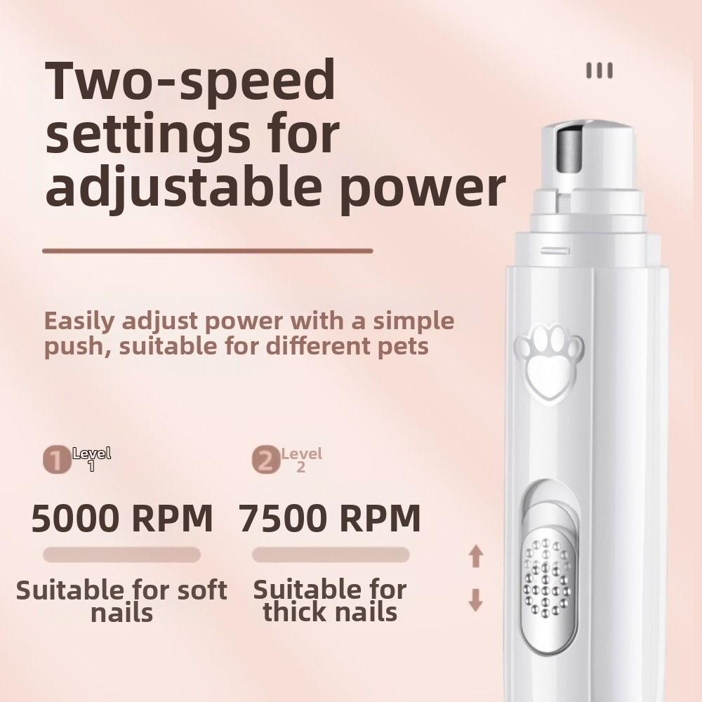 2 Speed Pet Electric Nail Clipper Low-Noise Safe Pet Nail Trimmers USB Rechargeable Durable Pet Nail Grinder Small Medium Puppy