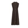 Autumn New Women clothes Seaside Holiday Style V-neck Sleeveless A Word With Belt Midi Dress 5029168