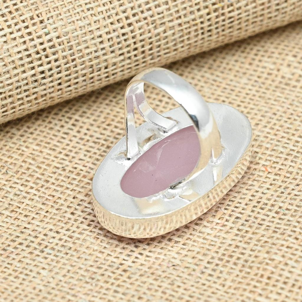 Граненый розовый халцедон стерлингового серебра 925 пробы кольцо ручной работы женский подарок все размеры