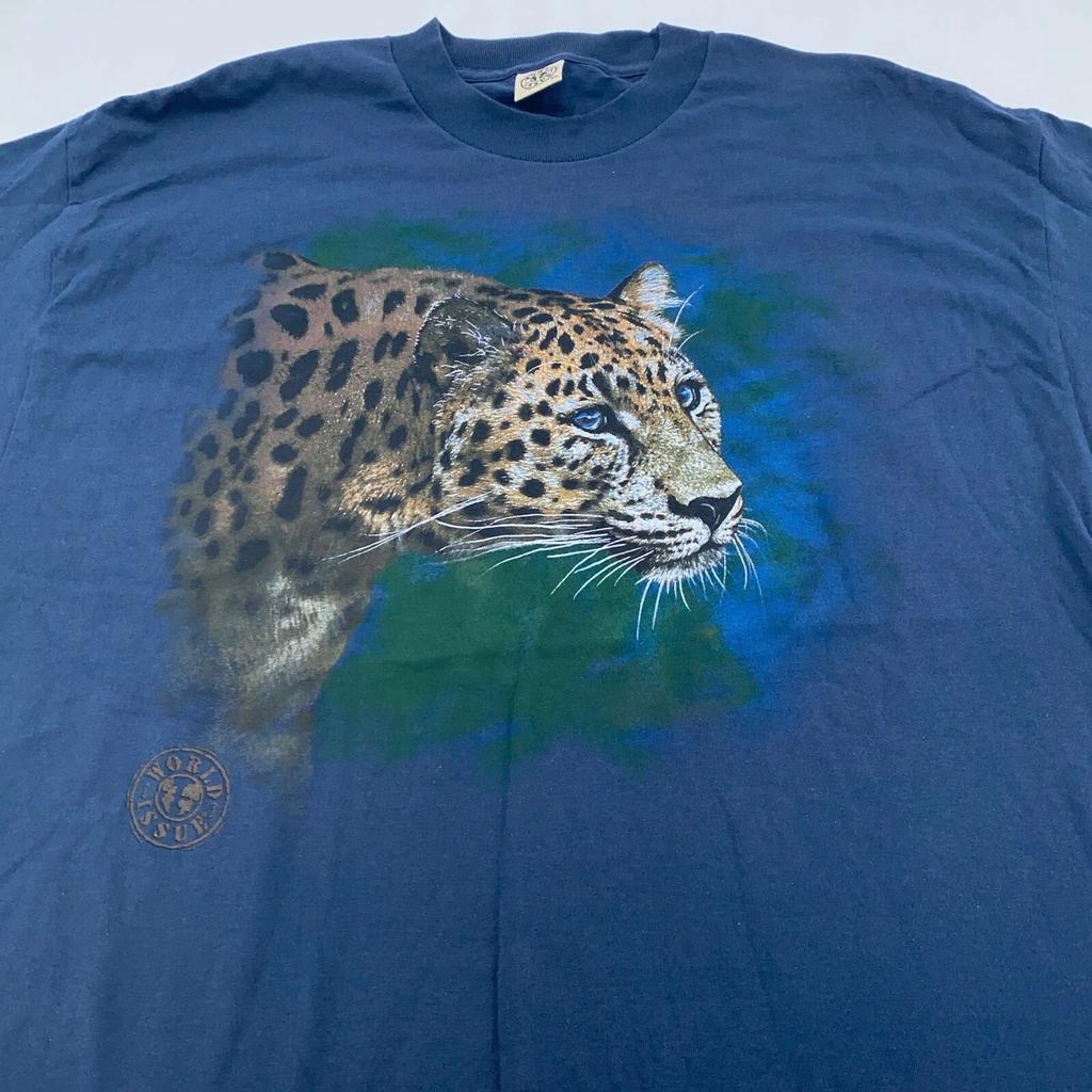 vintage 90s LEOPARD WORLD ISSUE T-Shirt XL nature jaguar wild cat