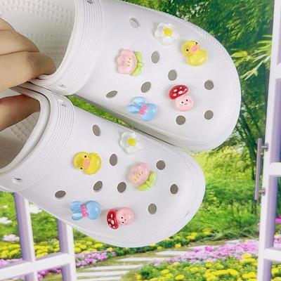 10 шт. модный набор шармов для обуви, аксессуары, пряжка для обуви с отверстиями, милый прозрачный маленький желтый утенок, смола, сделай сам, 3D украшения для обуви