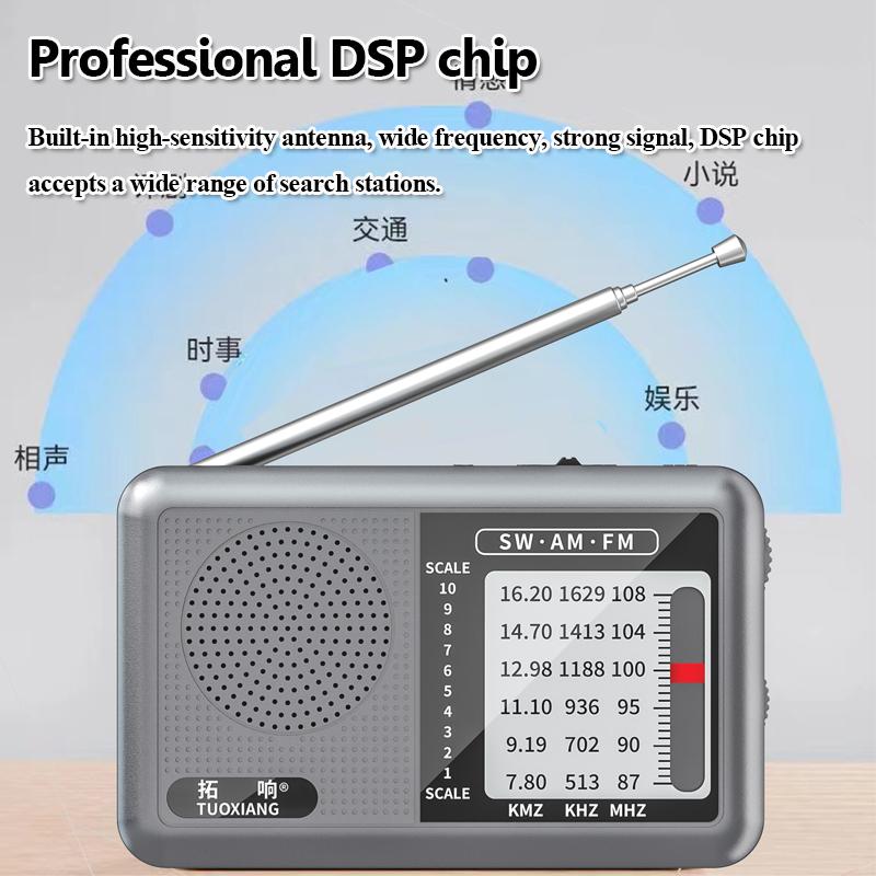 Mini Portable FM AM SW Radio High Sensitivity DSP Chip Radios Receiver Built-in Loud Volume Speaker Support 3.5mm Headphones