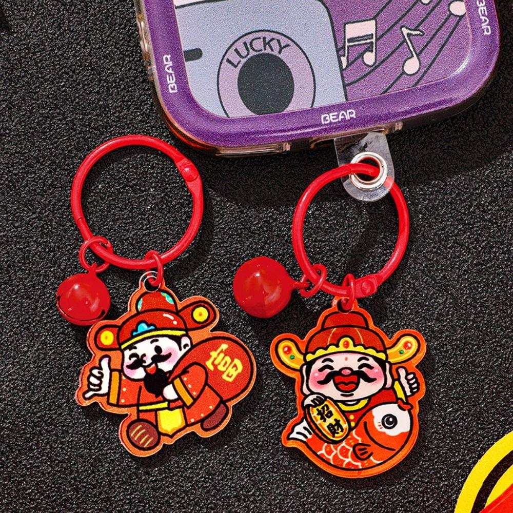 Cute The God of Wealth Keychain Lucky Chinese Style Keyring The God of Fortune Pendant Bag Hanging