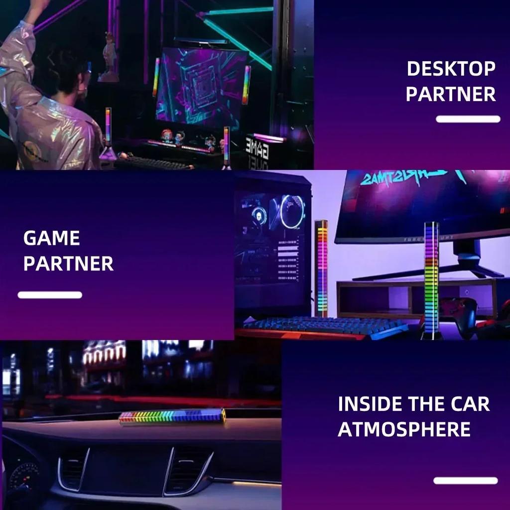 4D/3D RGB Лампа для захвата звука Светодиодные атмосферные огни Синхронизация с музыкой Многоцветный свет для вечеринки Киберспорт Игровая комната Автомобильная декорация