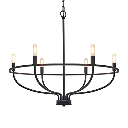 Elegant 6-Light Candle Chandelier In Gold - Ideal for Dining Room Living Room Bedroom and Kitchen