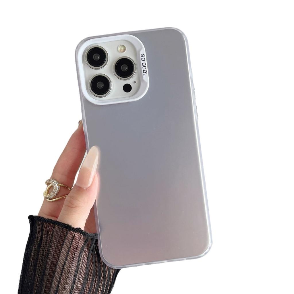For Apple 15promax Skin Protection Case for IPhone 14 Laser IMD Solid Color Material Color Silver Phone Case