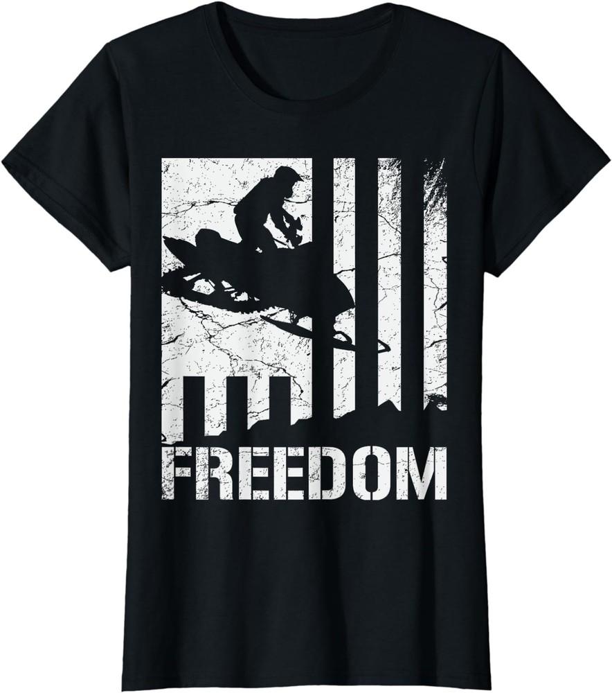 Snowmobile Snowmobiling Freedom Flag Sport Deportist Ladies039 Crewneck T-Shirt