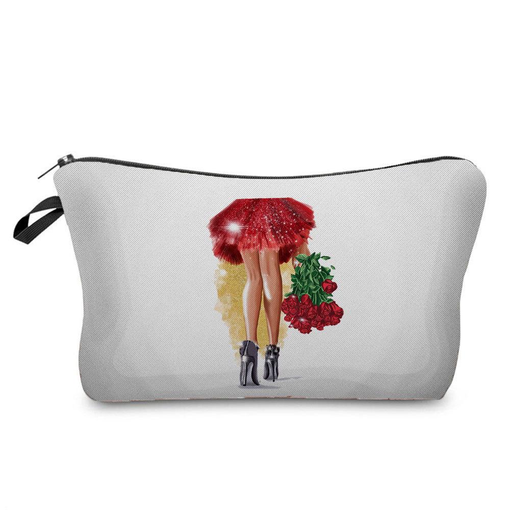 Women Flower Print Cosmetic Bag Toiletries Organize Travel Storage Case 6669