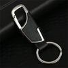 Men Creative Metal Leather Key Chain Ring Keyfob Car Keyring Keychain Gift