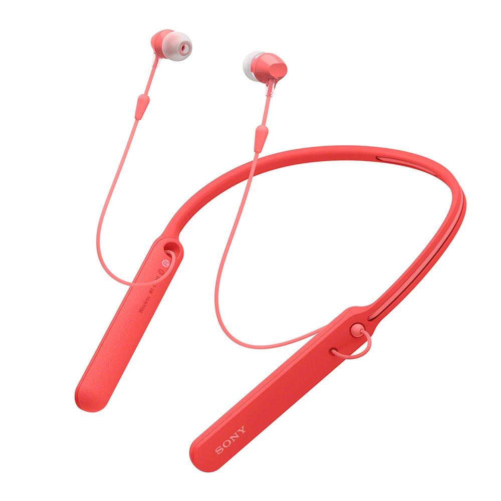 Беспроводные наушники Sony Bluetooth до 20 часов непрерывного воспроизведения, 2017 года, красные, модель WI-C400, вкладыши, с микрофоном, (WI-C400