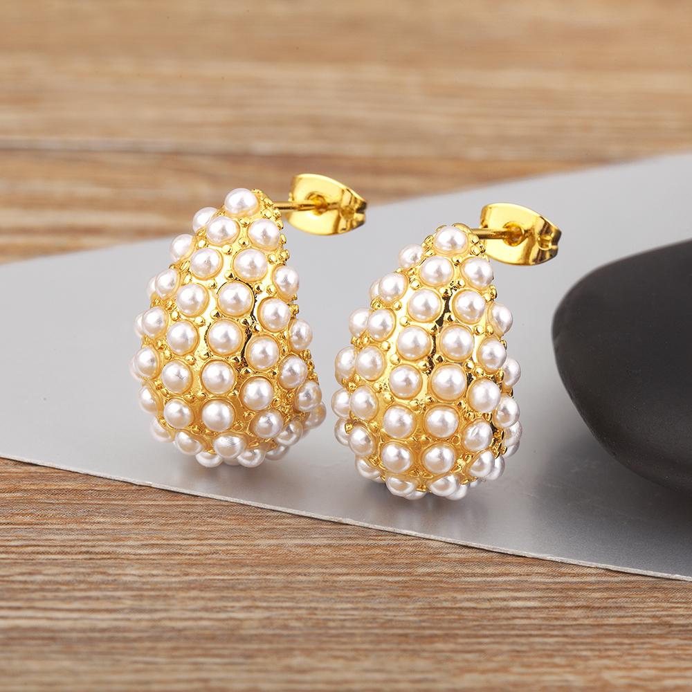 Nidin Новые Популярные Серьги-гвоздики в форме Капли Воды/С, Легкая Роскошь, Для Женщин, С Паве Жемчугом, Серьги-украшения, Свадебная Вечеринка, Модные Подарки