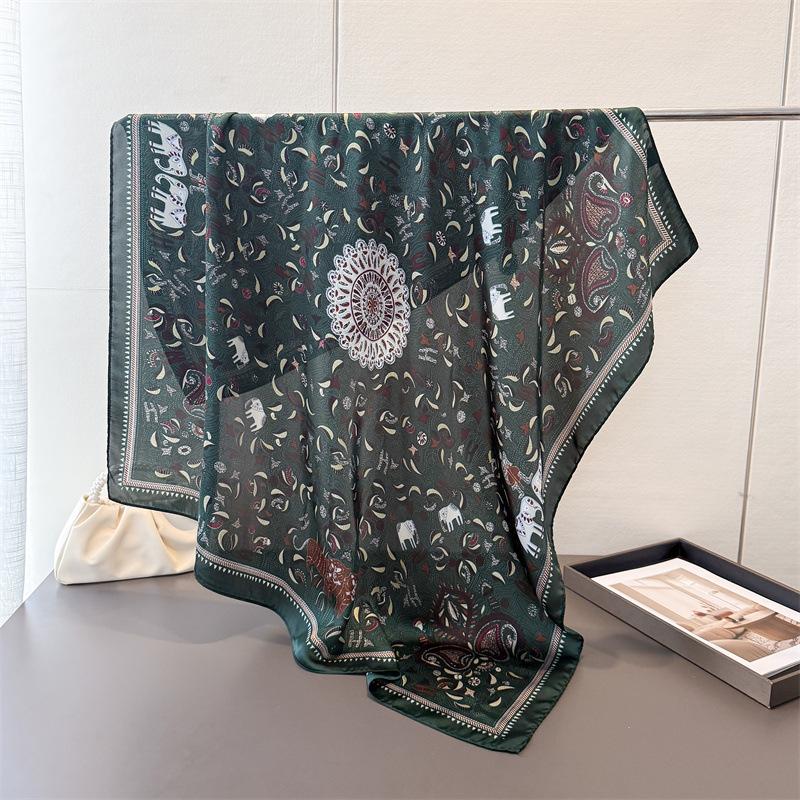 Spring And Autumn Satin Simulation Silk Printing Large Square Scarf Silk Scarf Shawl Head Scarf Neck Protection Scarf