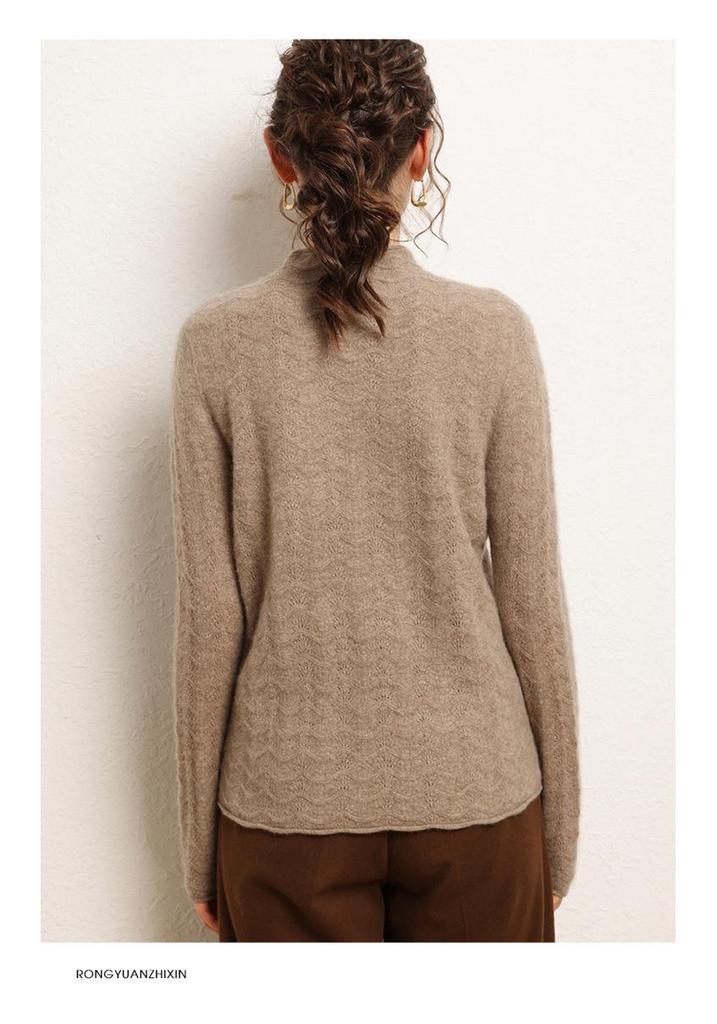 Women's Elegant Cashmere Sweater - Hollow Air Design, Loose Fit, Slimming, High-End Feel