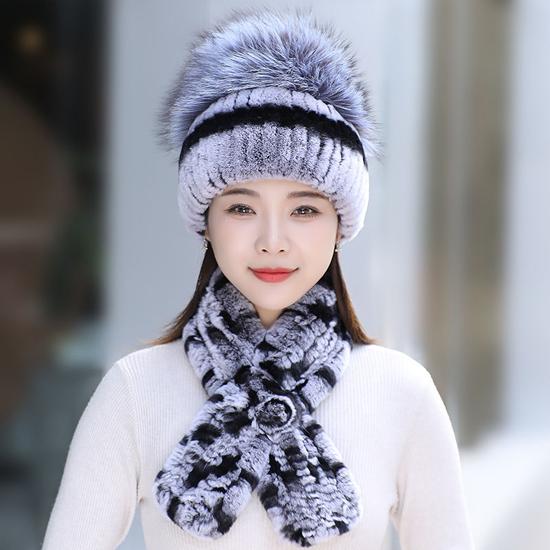 Шапка из меха кролика рекс, комплекты шарфов, женские зимние теплые роскошные шапки из 100% натурального меха лисы, шарфы из меха кролика рекс, качественные вязаные меховые шапки