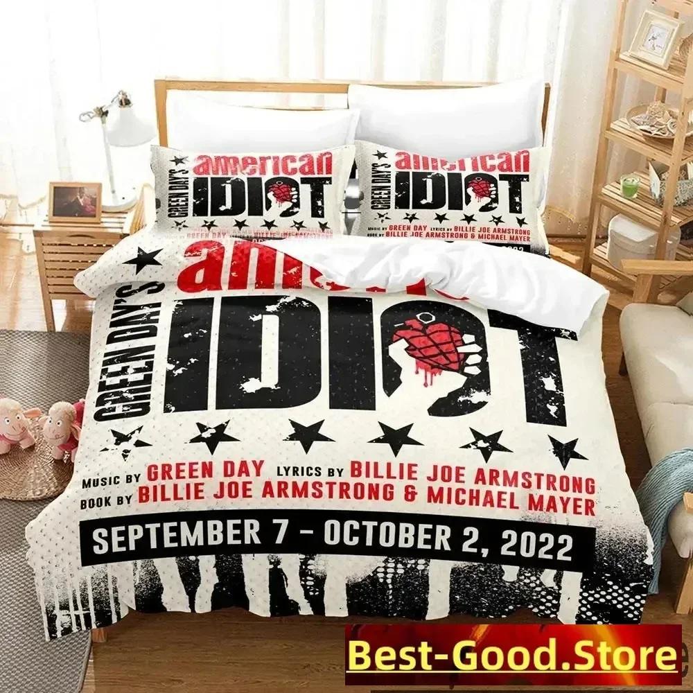 3D Печать American Idiot Green Day Напечатанный Постельный Комплект Пододеяльник Наволочка Комплект Постельного Белья Постельное Белье Простыня Покрывало Полный Размер Квин