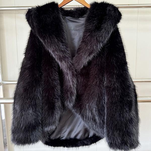 Экологичная куртка с капюшоном из искусственного меха в стиле лисы, женское премиальное пушистое теплое пальто