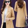Women's Autumn and Winter Lined Thickened Tweed Coat Long Windproof Warm Coat