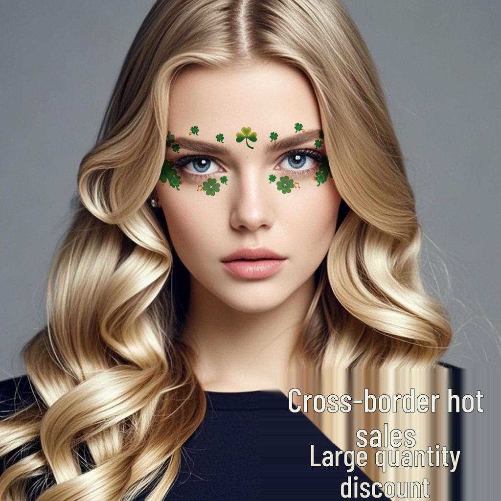 Waterproof Four-Leaf Clover Face Tattoo Stickers for St. Patrick's Day Festival