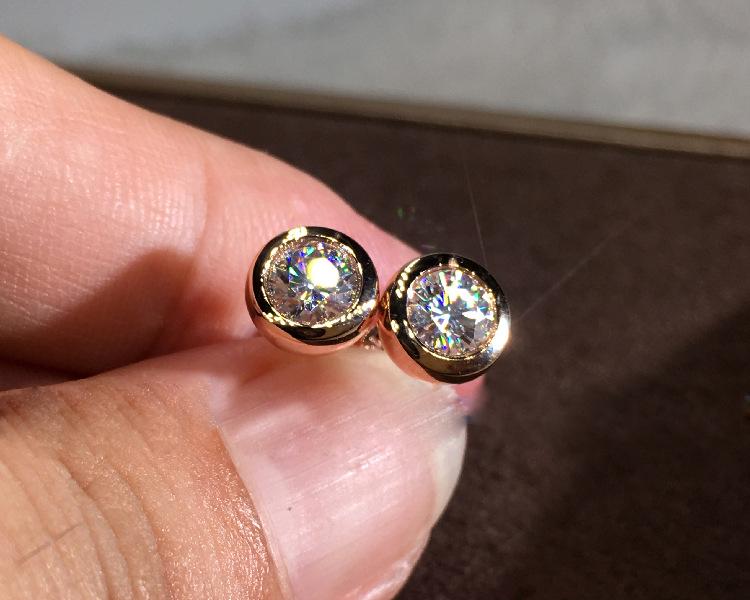 Серьги Желания: Серебро S925, розовое золото 14 карат, круглый фианит, белый циркон