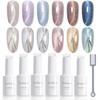 Coikaze Magnetic Gel Freely Cat New Cat Eye Color Set with Set Seashell Magnetic Nails, Aurora, Multicolored, Sparkling, Shapeable, Eye, Style, Gel,