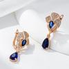 Blue Zircon Flower Dangle Earrings for Women Fashion Golden Earrings Accessories Luxury Costume Jewelry