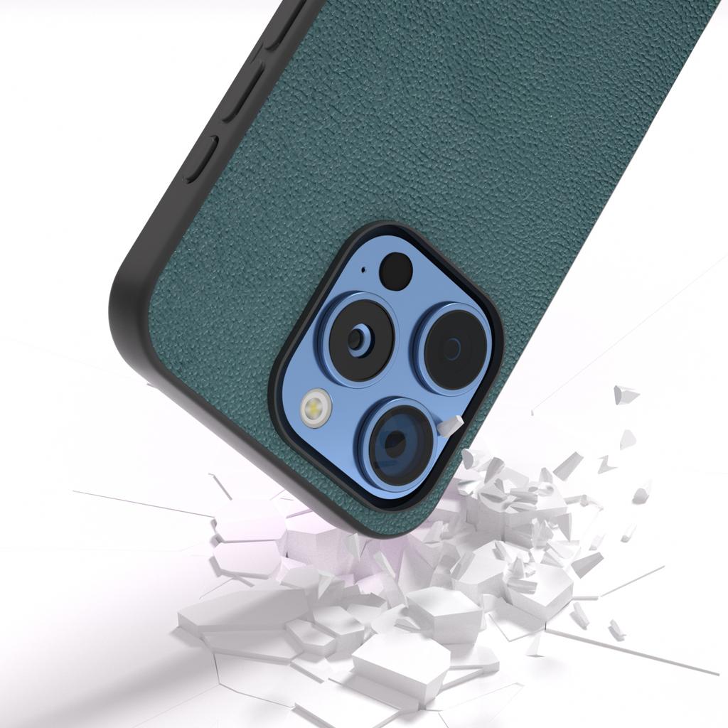 ABEEL For iPhone 16 Pro Max Case Genuine Cow Leather Coated PC+TPU Phone Cover
