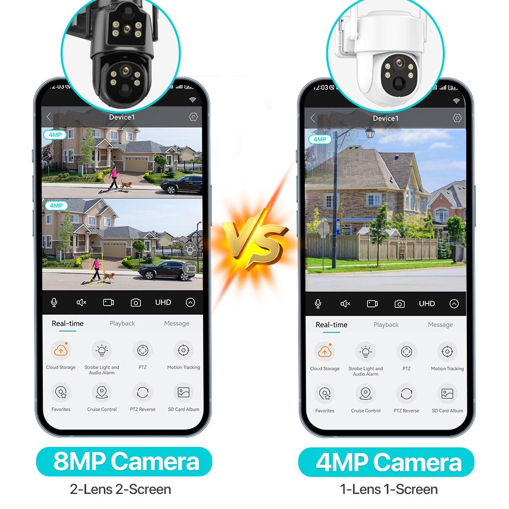 4K 8MP Wireless Solar Camera Outdoor WiFi PTZ Camera Built-in Battery PIR Detection Video Surveillance Long Time Standby