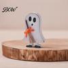 Vintage Witch Hat Ornaments Halloween Wooden Table Sign, Cute Ghost Bat Freestanding Tiered Miniature Room Decor Tray Ornament, Rustic Farmhouse