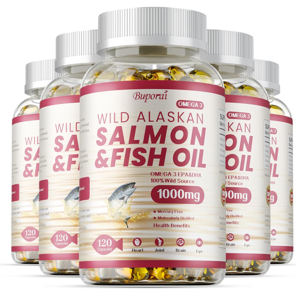 Fish oil capsules, 1000 mg, beneficial for joint health and immune health, suitable for both men and women.