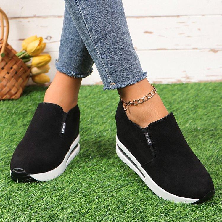 Черные женские повседневные туфли на платформе с танкеткой женские модные кроссовки женские летние туфли без застежек туфли-лоферы из вулканизированной стали