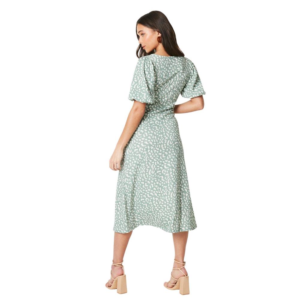 Dorothy Perkins Womens/Ladies Animal Print Ruched Front Petite Puff Sleeve Midi Dress