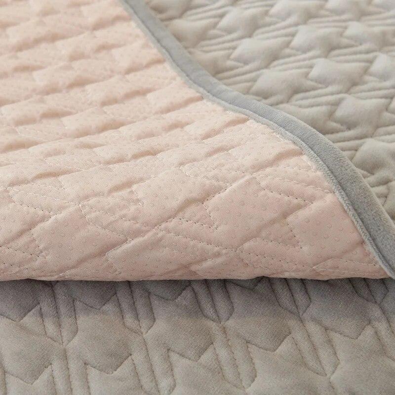 Super Soft Plush Sofa Cushion Winter Non-Slip Cushion Thickened Houndstooth Solid Color Sofa Cover Plush Cover Cloth Towel
