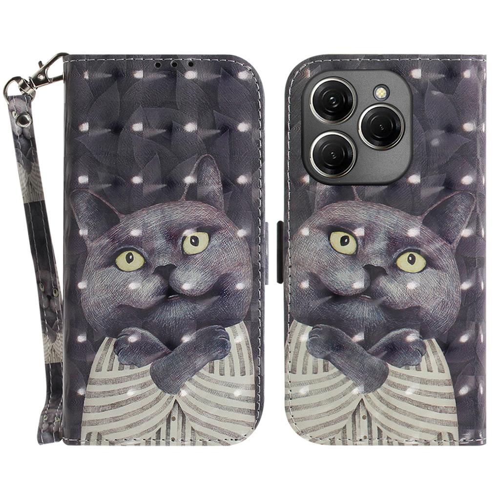 For TECNO Spark 20 Pro Case Pattern Printing Leather Wallet Cover with Strap