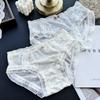Female Spring and Autumn Lovely Polka Dot Lace Edge Ice Silk Panties