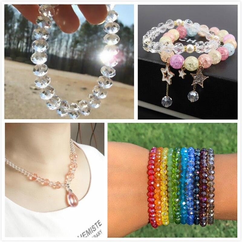 3/4/6/8 мм граненые круглые австрийские хрустальные бусины, блестящие стеклянные бусины-распорки Rondelle для рукоделия, изготовления ювелирных изделий, сделай сам, браслет 15 ''