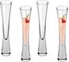 Morning Place Champagne Glasses, Champagne Flutes, Hand-Blown, Stylish Crystal Glasses (Set of 4)