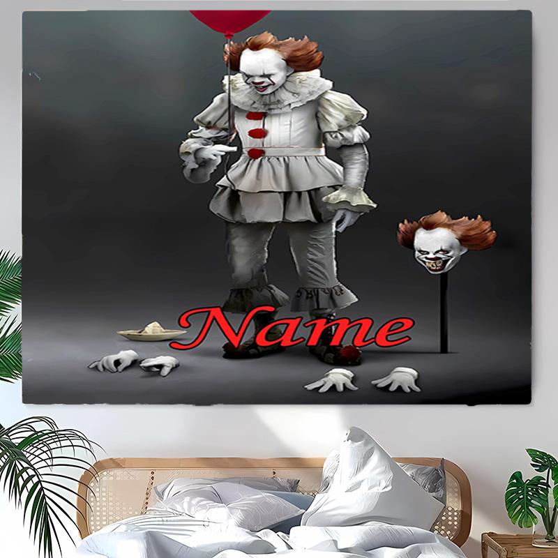 Personalized Pennywise the Dancing Clown Background Tapestry,Custom Name Birthday Party,Multifunctional Wall Decoration for Home Decor,Various Occasio