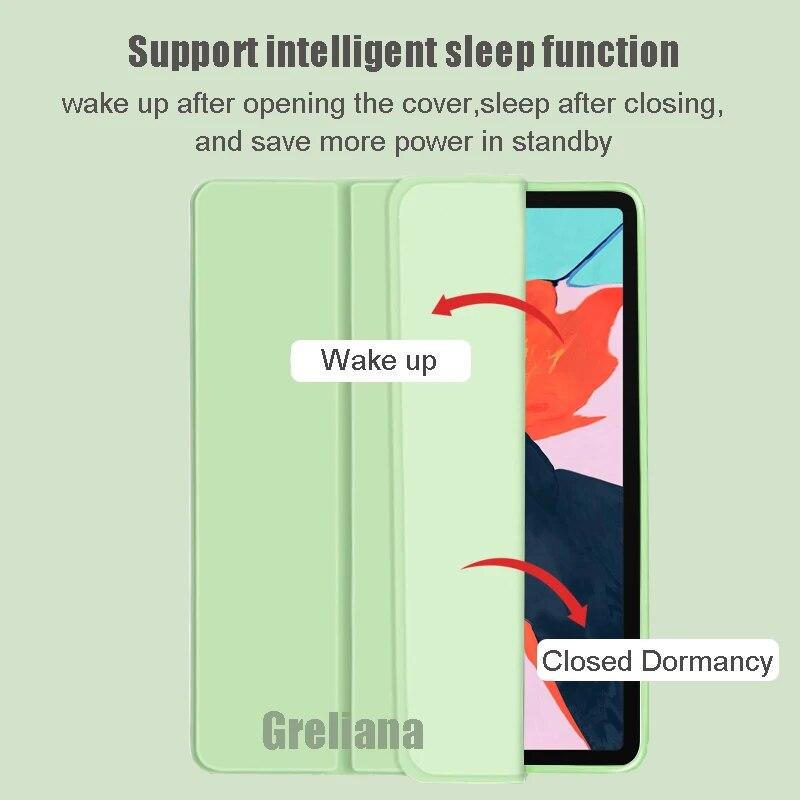 Чехол для iPad Air 2 Air 4 5 10,9 3 Wake up для Ipad 10,2 Pro 10,5 11 2022 M2 9,7 Mini 5 4 с держателем для карандашей, силиконовый чехол