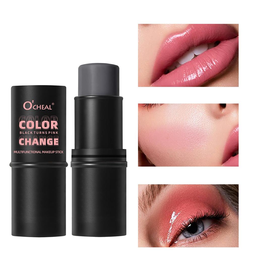Multifunctional Warm-changing Blush Stick, Rouge Stick, Lip And Cheek Lipstick, Lip Gloss, Three-in-one Brightening And Contouring Stick