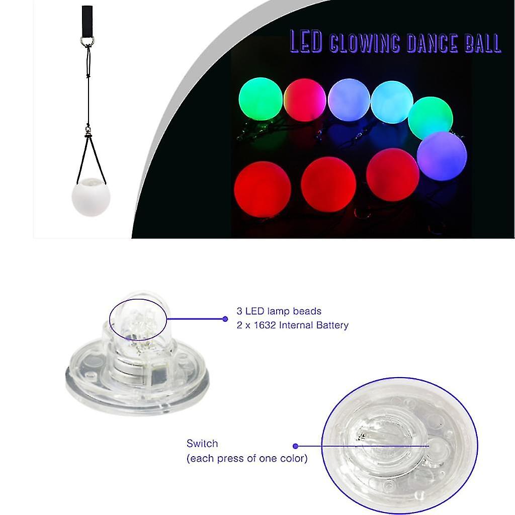 Noctilucent Poi Led Multicolored Light Poi With Firetobag
