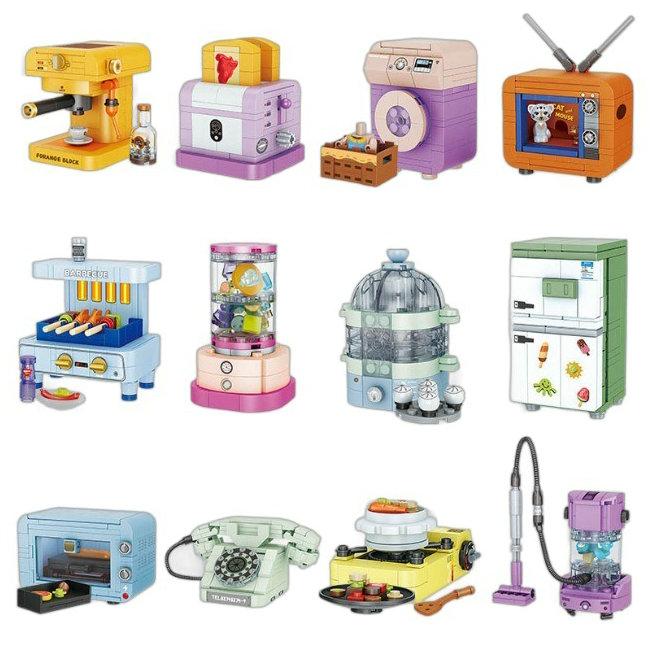Mini Appliances Home Electrical Appliances Furniture Tv Assembly Ornament Toys Children Gift Model Building Block Bricks Sets