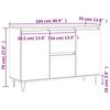 VidaXL Buffet, Sideboard with Legs, Storage Cabinet, Living Room Organizer, Interior, White Wood 827204