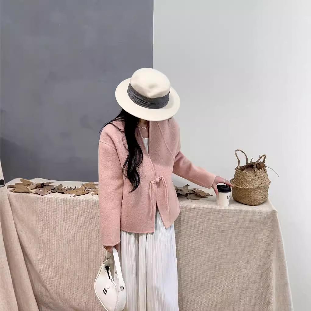 Новое осенне-зимнее двухстороннее шерстяное пальто короткое корейское свободное повседневное шерстяное пальто