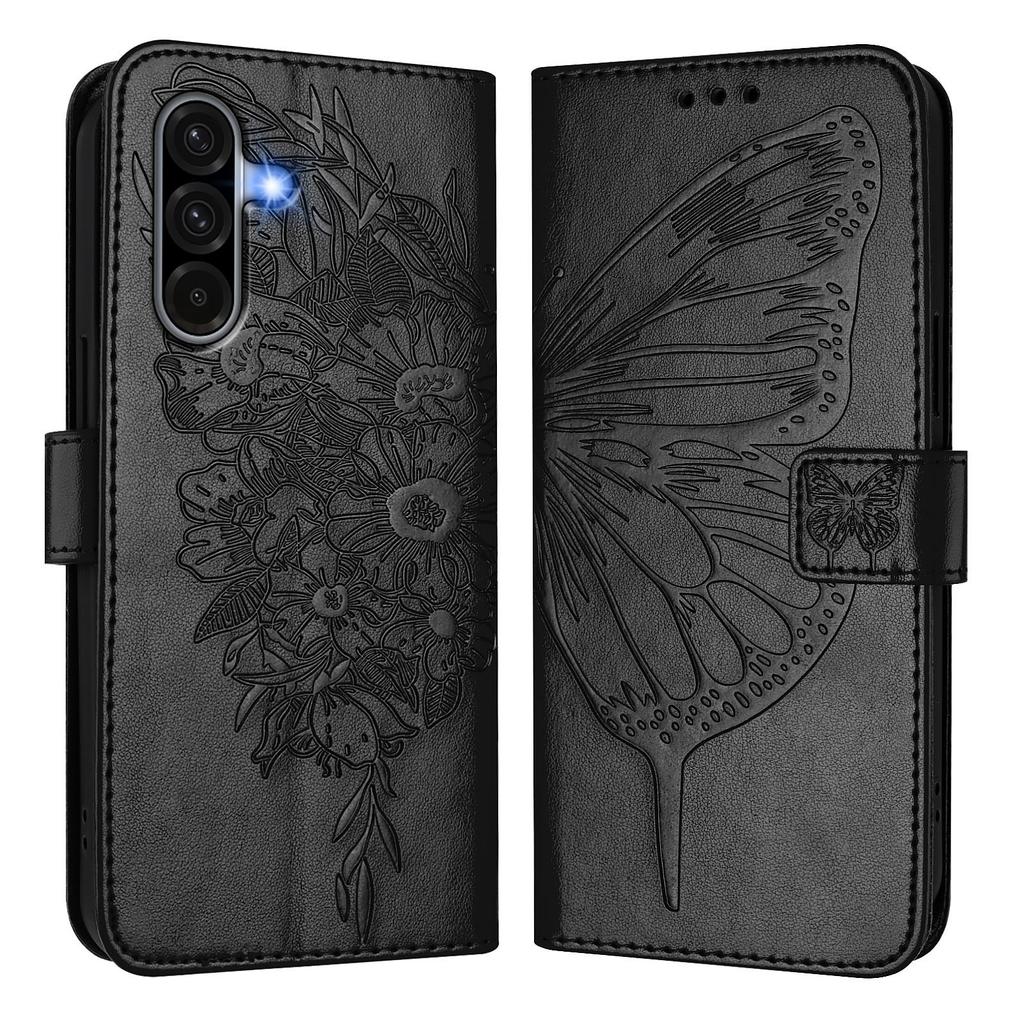 For Samsung Galaxy A36 5G Wallet Case with Wrist Strap Butterfly Imprint Leather Phone Cover