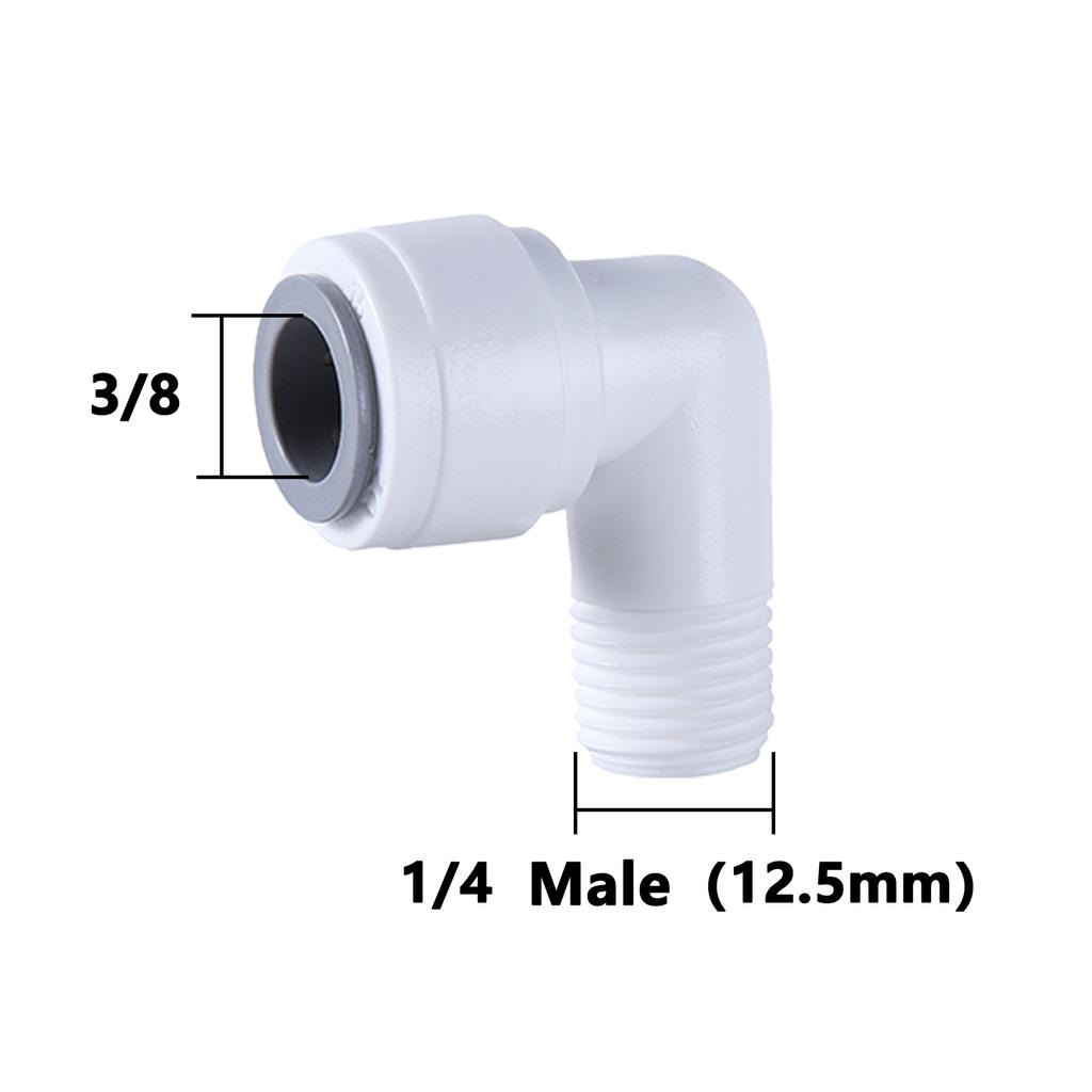 10 шт. коленчатый фитинг для обратного осмоса, 90 градусов, наружная резьба, внутренняя резьба 1/4 3/8, шланг POM, быстроразъемный фитинг для аквариума, детали фильтра обратного осмоса
